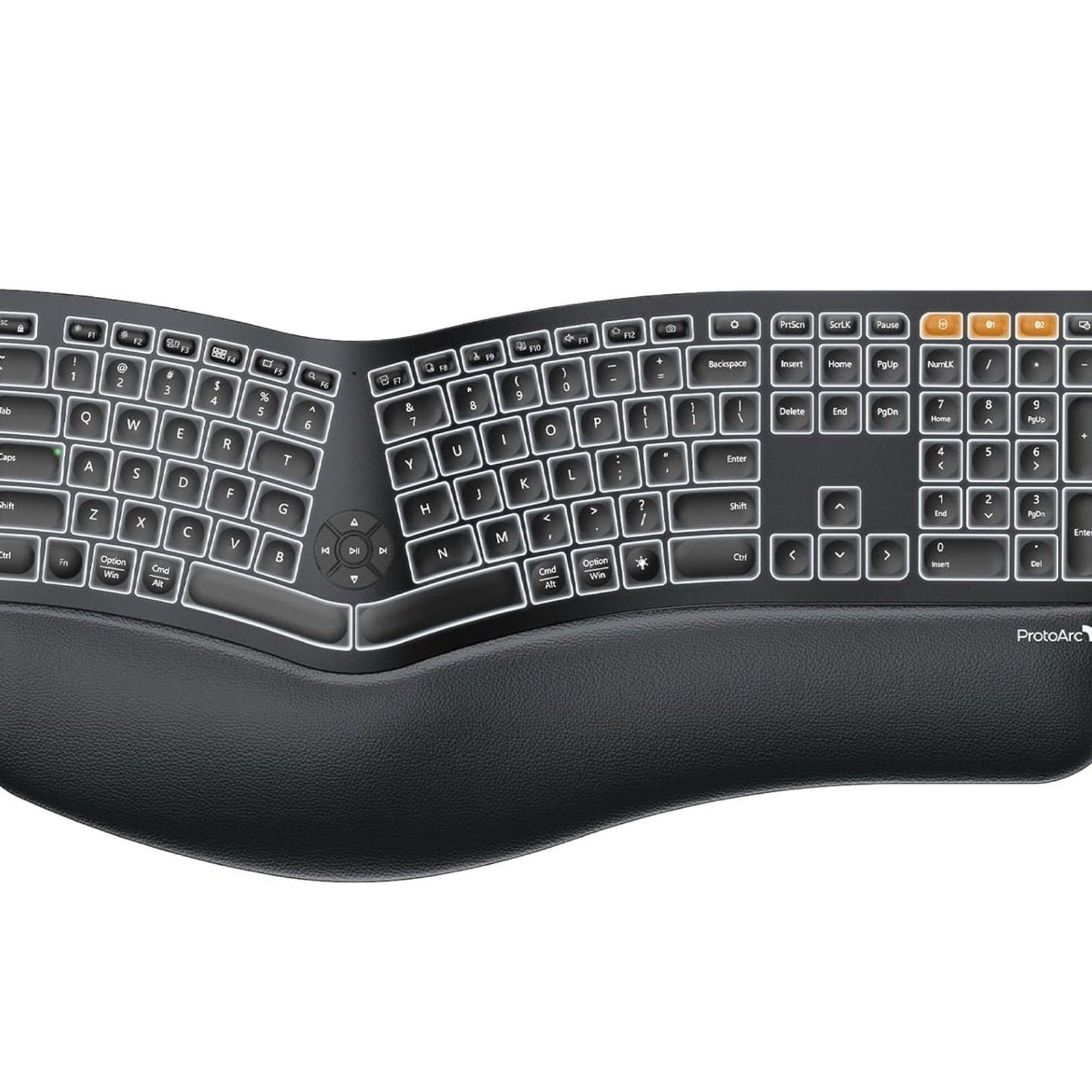 ProtoArc Backlit Bluetooth Ergonomic Keyboard, EK01 Plus Full Size Wireless Spli